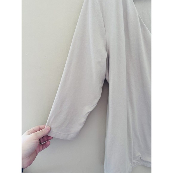 Soft Surroundings Alyssa Knit Top Size XL Beige Surplice Faux Wrap 3/4 Sleeve - Picture 3 of 8